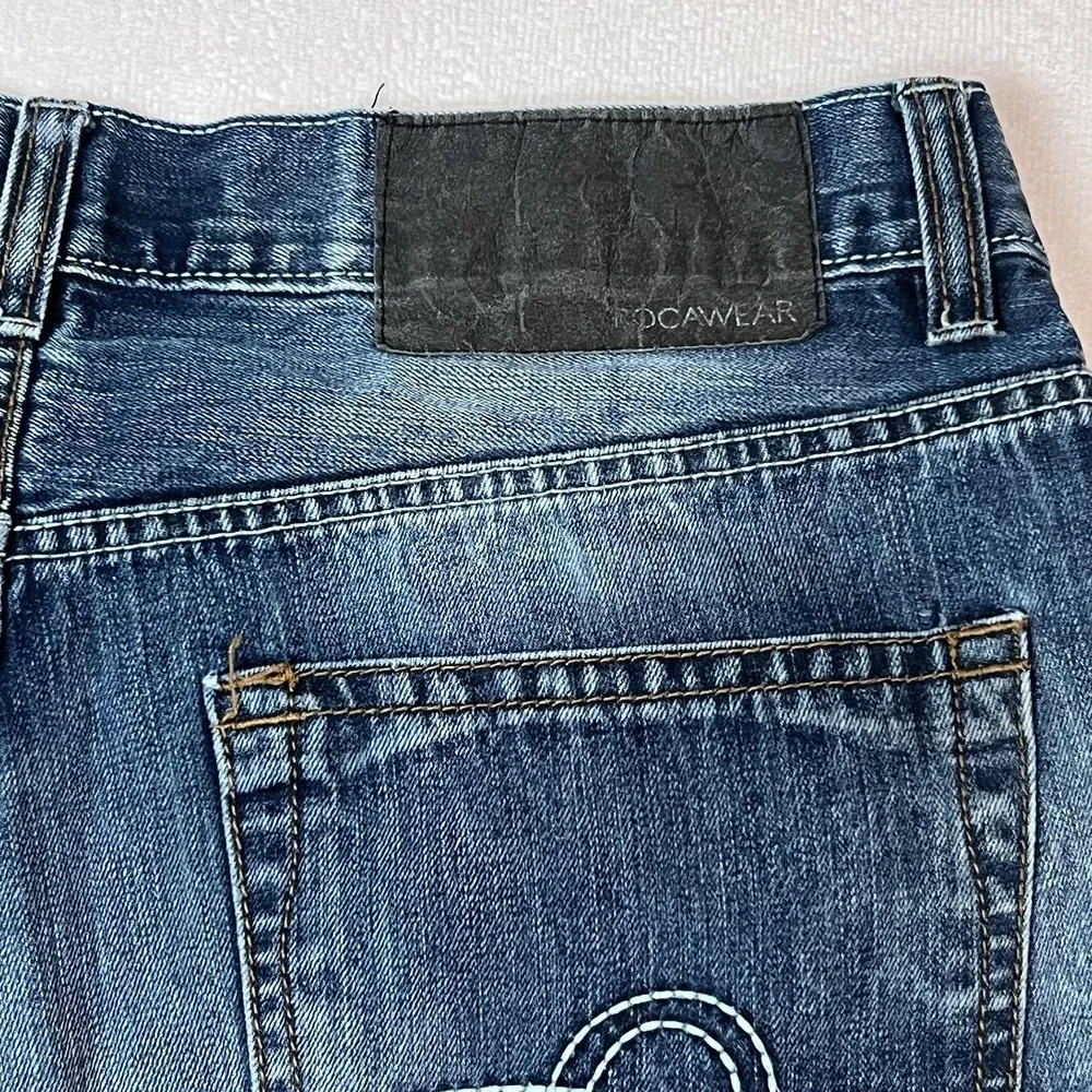 Rocawear Jeans Mens 36x31 Blue Distressed‎ Loose Baggy Y2K Classic Fit Denim
